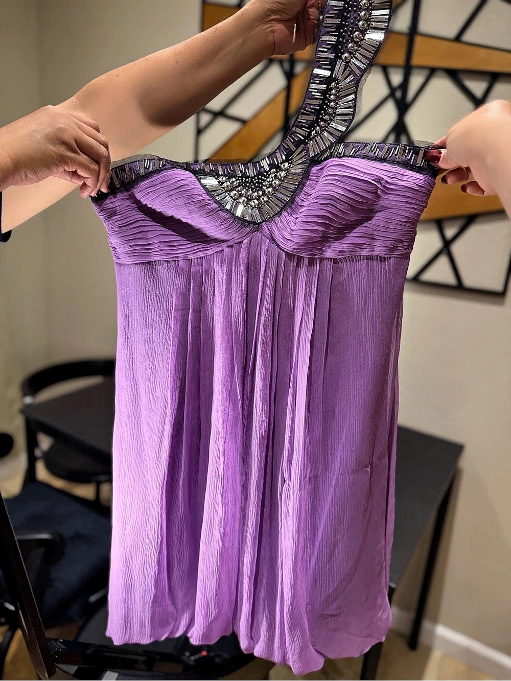 BCBGMAXAZRIA Embellished Purple Camisole Size 4 Like New